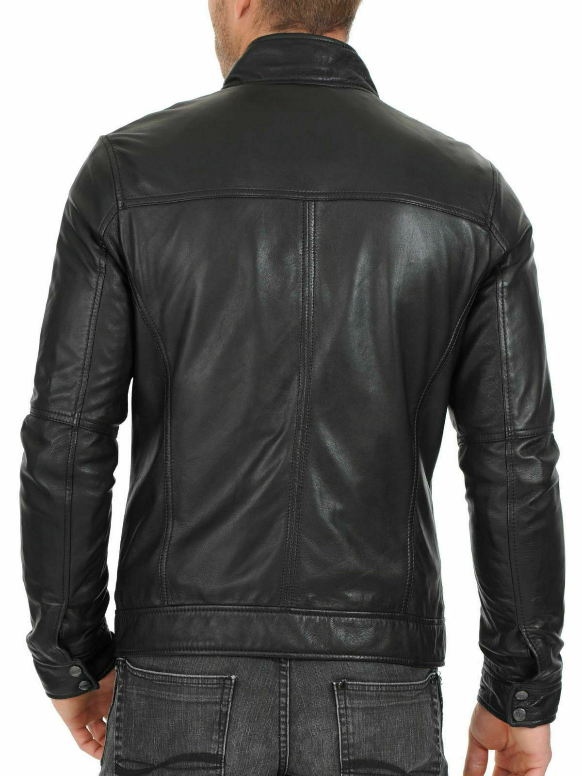 URBAN Men 100% Leather Jacket Motorcycle Slim fit Biker Genuine lambskin Coat